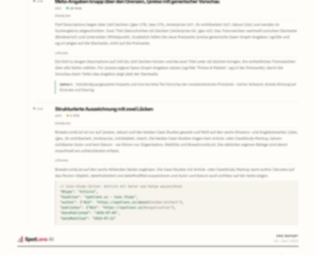 Ausschnitt aus einem echten SpotLens Audit-Report (Seite 31)